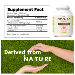 Cápsulas de Coenzima Q10 OEM/ODM, Vitamina Antioxidante para la Salud del Corazón y el Apoyo Cerebral en Adultos - Product Image 3