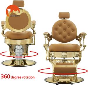 Chaises de <span class=keywords><strong>coiffure</strong></span> vintage en or, robustes, salon de <span class=keywords><strong>coiffure</strong></span> professionnel, chaise de barbier antique de luxe pour homme - Product Image 5