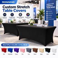 Housses de table extensibles personnalisées en spandex avec graphismes personnalisés pour salons professionnels, événements et promotions commerciales