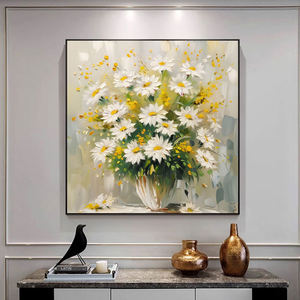 Flor de lámina de oro moderna, lienzo pintado a mano, textura, arte de pared grande, pintura <span class=keywords><strong>al</strong></span> óleo, pintura de pared abstracta hecha a mano para decoración del hogar - Product Image 6