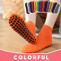 Chaussettes antidérapantes pour yoga, pilates, barre, avec semelle épaisse et coussinée à la cheville, manchette à ressort, logo, pour hommes et femmes