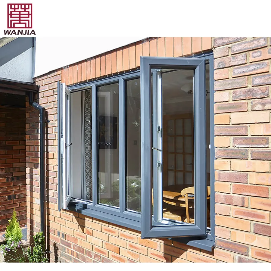 WANJIA Customized Acoustic Aluminium Frame Casement Window Exterior Durable Casement Window