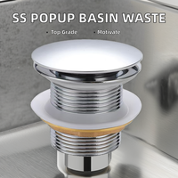 Desagüe de lavabo de acero inoxidable moderno con diseño de botón pulsador emergente de desbordamiento, enchufe emergente de baño para baños y bañera