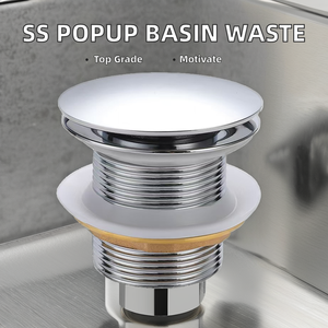 Cuvette moderne en acier inoxydable avec bouton-<span class=keywords><strong>poussoir</strong></span> pop-up à débordement pour salle de <span class=keywords><strong>bain</strong></span> et baignoire - Product Image 4