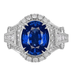 Anello vintage con pietra blu cava per donna, gioielli alla moda dal design elegante intarsiato - Product Image 2