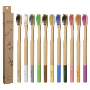 Brosse à dents à manche en bois de charbon de bois de petite tête de haute qualité brosse à dents en bambou écologique