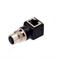 Adaptateur mâle M12 4 broches, prise à angle droit 8 pôles, étanche IP67, capteur circulaire, signal Ethernet, sortie CC, type adaptateur d'alimentation