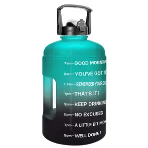 מותאם אישית 3.8 ליטר קש סיליקון חדר כושר בקבוק מים ספורט BPA-חומר PETG ללא BPA עם מנשא שרוול אחסון וכיס טלפון