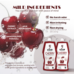 Tinta per <span class=keywords><strong>Capelli</strong></span> Cherry Dyeglow 500ml*2 con Estratti Vegetali, Non Macchia Cuoio Capelluto e Collo, Nutriente, Copertura Rapida del Bianco, Adatta per Pelli Sensibili - Product Image 2