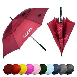 Wholesale 68-Inch Luxury Golf <b>Umbrella</b> Custom Logo <b>Large</b> Windproof Red Heavy Duty Branded Custom Promotional Auto Open Full - Product Image 1