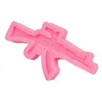 Moule en silicone pour décoration de gâteau en fondant DIY, forme irrégulière 3D, motif rétro classique de pistolet mitrailleur russe, couleurs vives
