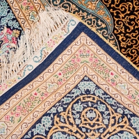 Tapis turc fait main de luxe en soie sur soie YILONG de haute qualité, bleu, 5x7 pieds, noué à la main