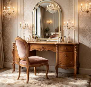 Oval <b>LED</b> for Glam <b>Vanity</b> Dressing Table <b>Mirror</b> with Touch Switch Gold Frame Wall Mountable for Bedroom Furniture - Product Image 6