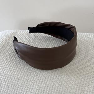 Diadema de Cuero de Color Sólido Estilo Francés, Diadema Retro con Borde Ancho, Accesorio para el Cabello - Product Image 5