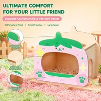 Rumah Hamster Kayu Semi Tertutup Motif Gingerbread Stroberi, Sarang Hewan Peliharaan Kecil yang Nyaman, Grosir, Supplier OEM ODM