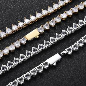 New Style Hiphop Jewelry 18K Gold Plated <b>Iced</b> Out Tennis <b>Chain</b> Heart Shape Cubic Zirconia Tennis <b>Chain</b> Necklace for Women - Product Image 3