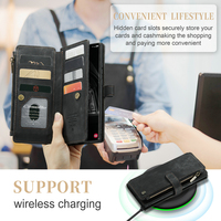 Étui portefeuille de luxe 3-en-1 à chargement sans fil avec protection antichoc pour S23 Ultra S21 S20 Plus FE S8 S9 S10 pour la série