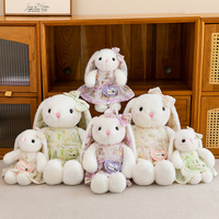 Boneka Kelinci Premium dengan Gaun Renda Bunga, Tas Hati & Pita Senada, Boneka Kelinci Estetik Grosir Logo Kustom Pabrik