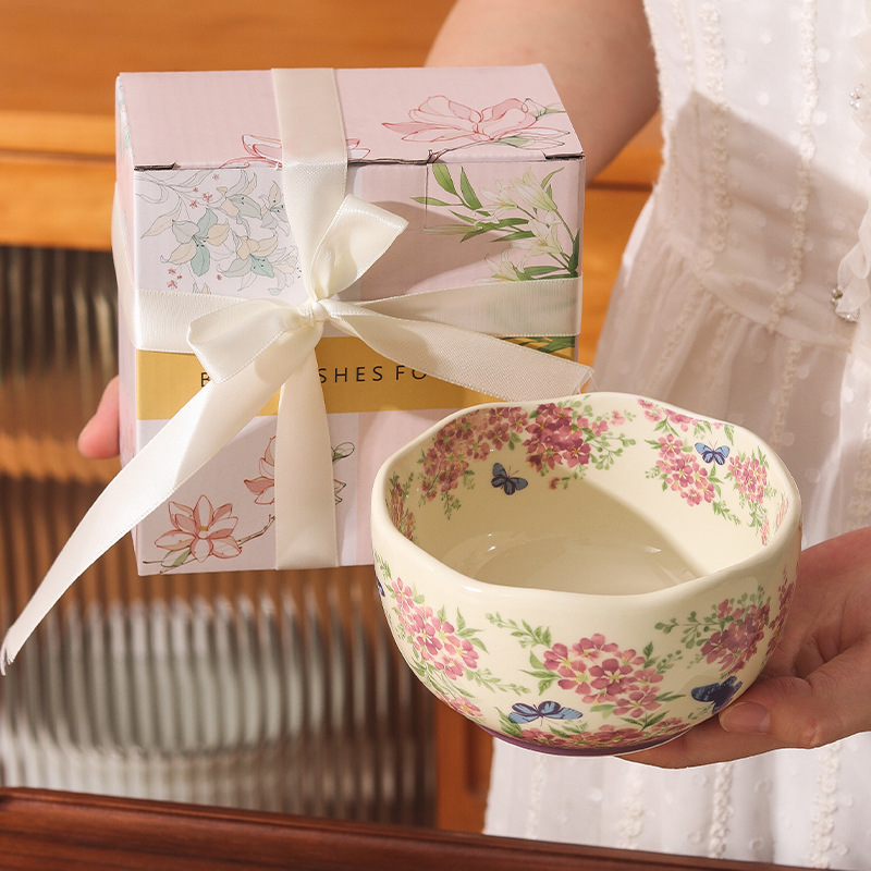 Ciotola di riso - rosa viola - set regalo con cucchiaio