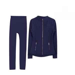 Conjunto Deportivo de Dos Piezas para Mujer, Leggings de Cintura Alta con Efecto Push-Up y Chaqueta Dorada con Cremallera Completa, Color Sólido, Secado Rápido, para Otoño e Invierno - Product Image 4