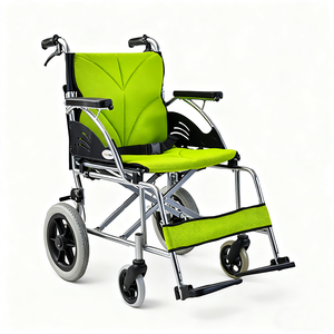 Comodidad portátil para discapacitados Marco de aluminio Reposabrazos fijo ligero Almohadilla de PU Silla de ruedas plegable manual 100kg Capacidad de carga 6 "PVC - Product Image 1