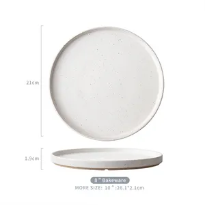 Натуральная крапчатая кунжутная глазурь, Экологичная керамическая тарелка в стиле кантри, деревенская Свадебная круглая посуда, обеденная тарелка