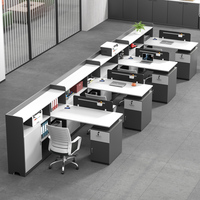 Estación de trabajo moderna para ordenador de 4 personas, escritorio de partición, diseño de muebles modulares comerciales, oficina en casa, escuela, estación de trabajo, Oficina