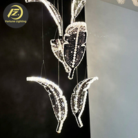 Lampu Kristal Daun Mewah Kustom untuk Rekayasa, Lampu Gantung LED Tinggi Dapat Disesuaikan, Cocok untuk Hotel, Villa, Rumah Dua Lantai, Tangga, Klub, Restoran