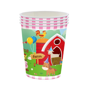 Vaisselle de fête sur le thème de la ferme, assiettes en papier, gobelets, serviettes, nappe, ensemble jetable pour enfants, anniversaire, 60-80 pièces, respectueux de l'environnement - Product Image 3