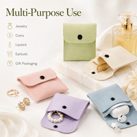 Pochette en microfibre suédée avec bouton-pression, pour bijoux, monnaie, rouge à lèvres, écouteurs, emballage cadeau, sac de rangement multicolore