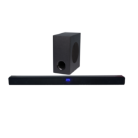 Système Home Cinéma 2.1 Canaux Hi-Fi Sans Fil pour Barre de Son avec Design en Bois, Télécommande TV et Caisson de Basses Sans Fil