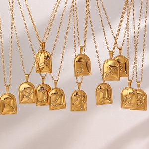 Dreamshow 12 <span class=keywords><strong>Horóscopo</strong></span> 18K Chapado en oro Forma de campana del zodiaco Colgante Collar de circón de acero inoxidable - Product Image 1