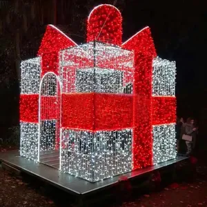 Fabrika özelleştirilmiş benzersiz açık PVC XMAS dekoratif modelleme ışıkları istikrarlı 3D LED noel hediyesi kutu Motif ışık