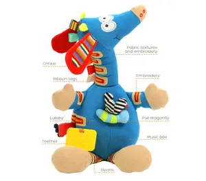 Пользовательские мягкие и плюшевые игрушки для животных Жираф с музыкальной коробкой для ребенка на заказ плюш