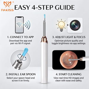 PAKISS Earwax Removal Wifi <strong>Ear</strong> Cleaning Otoscope Integrated Wireless Medical Safe <strong>Ear</strong> <strong>Pick</strong> Tool Camera Electric <strong>Ear</strong> Wax Remover - Product Image 6