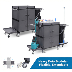 Compact Nylon Refuse Bag Silent Caster Portable Luxury Customize Hotel Room Maid Housekeeping <b>Cart</b> Trolley Hotel Cleaning <b>Cart</b> - Product Image 1
