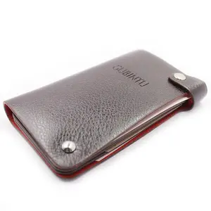 Прямоугольный кожаный кошелек с принтом логотипа для держателя кредитной карты с кнопкой