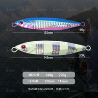 TOLURE Excelente 160g 200g Jigs de pesca de metal Línea de corriente Diseño biónico con señuelo luminoso Venta caliente para Jigging de Río