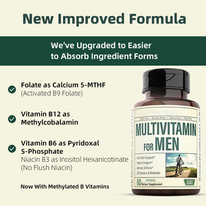 Complément nutritionnel multivitaminé quotidien complet pour la santé et la vitalité des hommes adultes en capsules faciles à avaler - Product Image 2