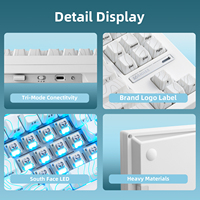 ZORNHER ZH870 Keyboard Mekanik Topografi Putih 88 Tombol RGB Backlit Programmable Nirkabel untuk Gaming dan Penggunaan Kantor