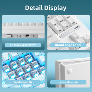 <span class=keywords><strong>Clavier</strong></span> mécanique topographique blanc ZORNHER ZH870, 88 touches, rétroéclairage RVB programmable, sans fil, pour le jeu et le bureau - Product Image 4