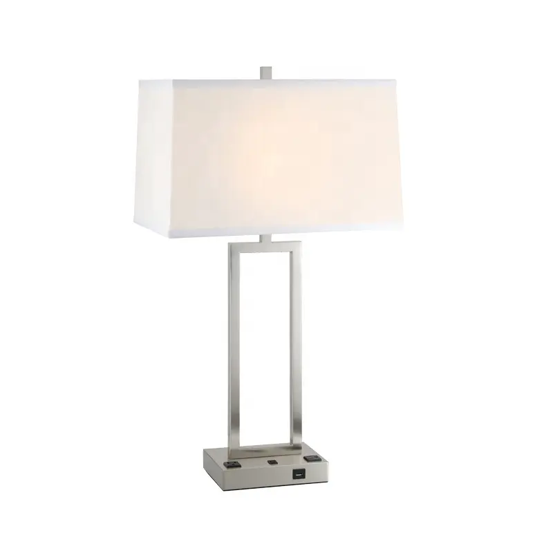 Moderne Tisch lampe aus gebürstetem Nickel Office Home Hotel mit Steckdosen und USB