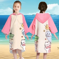 Serviette de plage à capuche pour enfants, poncho en microfibre, imprimé licorne, séchage rapide, fermeture à pression, OEM personnalisé, vente en gros