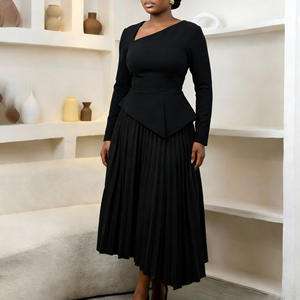 Abiti Primaverili <span class=keywords><strong>e</strong></span> Autunnali da Donna, Eleganti <span class=keywords><strong>e</strong></span> Casual, con Vita Alta, Colletto Obliquo, Maniche Lunghe <span class=keywords><strong>e</strong></span> Gonna Plissettata, Vestito da Ufficio per Signore - Product Image 6