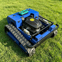 Mesin Pemotong Rumput Robotik Murah Berbahan Bakar Bensin 4 Tak Nirkabel 800mm dengan Remote Control 500mm Beroda Rantai Starter Elektrik Bensin