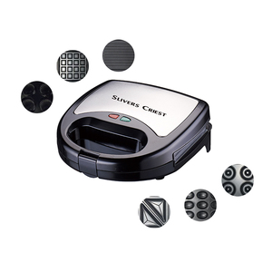 <span class=keywords><strong>Piastra</strong></span> Multifunzione 6-in-1 per Sandwich, Waffle e Panini <span class=keywords><strong>con</strong></span> Piastre Antiaderenti Rimovibili, Stazione Colazione Compatta - Product Image 1