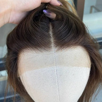 Perruque courte et droite en dentelle 13x4, couleur miel brun balayage, 100% cheveux humains vierges brésiliens, sans colle, pour femmes