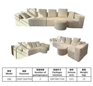 Ensemble de canapé-lit moderne <span class=keywords><strong>convertible</strong></span> rembourré en mousse haute densité blanche compressée pour le salon de la villa - Product Image 5