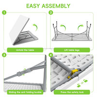 Table de camping portable CE 6 pieds avec poignée et verrous de sécurité, pliable en fer et plastique, pour pique-nique, plage, intérieur et extérieur