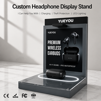 Support d'affichage pour écouteurs sans fil à LED, présentoir personnalisé avec logo, surface acrylique, présentoir de comptoir pour écouteurs Bluetooth
